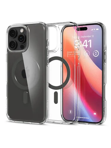 Spigen Ultra Hybrid MagFit Case für iPhone 16 Pro Max - Transparent und dünn - Standard Handyhüllen mit Anti-Yellowing Technologie, die die Vergilbung um das 1,7-fache verlangsamt und militärischen Schutz bietet.