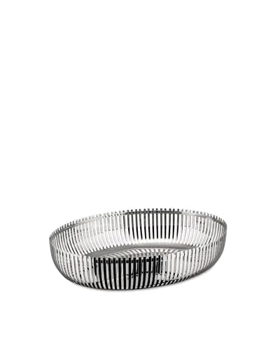 Alessi PCH06/26 - Oval Design Obstschale - Dekoschalen aus 18/10 Edelstahl, 26 cm groß, ideal als stilvoller Obstkorb oder für Brot, bringt Eleganz in Ihr Zuhause.