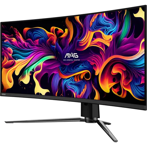 MSI MAG 341CQP QD-OLED 34 Zoll Gaming Monitor - UWQHD 34" Curved Gaming Monitor mit Quantum Dot OLED-Technologie für lebendige Farben und beeindruckende Dunkelheit, 175Hz Bildwiederholrate und 0,03ms Reaktionszeit für flüssiges Gameplay.