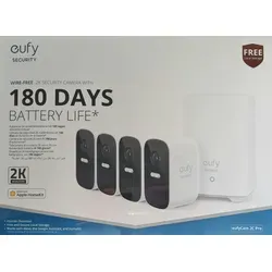 eufy Security eufyCam 2C Pro kabelloses Sicherheitssystem, 2K 4-Kamera-Set, Homekit kompatibel, Nachtsicht - Weiß