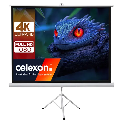 Celexon Basic Line Stativleinwand mit schwarzer Rückseite - Beamer-Leinwände in 1:1 Format mit 200 cm breiter Projektionsfläche und Gainfaktor 1.5 für brillante Bildqualität, ideal für Präsentationen und Home Cinema.