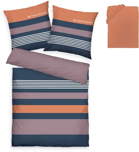 TOM TAILOR HOME Bettwäsche Carl 135x200/155x220 cm - Bettwäsche-Set aus 100% Baumwolle, mit modernem Streifenmuster und GRATIS Spannbettlaken. Weich und hautfreundlich für hohen Schlafkomfort. Schneller Bezug durch praktische Reißverschlussöffnung.