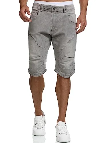 Indicode Herren Leon Shorts - Denim Bermuda für den Sommer - Herren-Shorts aus 98% Baumwolle, bequeme Passform mit Stretch-Anteil, ideal für Schule, Uni oder Büro, stylische Denim Waschung.