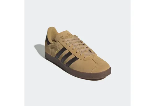 ADIDAS ORIGINALS Gazelle Sneaker, Gr. 40, golden beige, schwarz braun, gold metallic - Sportliche Sneaker aus Leder und Synthetik mit atmungsaktivem Mesh-Futter und Gummiaußensohle für optimalen Grip. Die Gazelle vereint Stil und Komfort und ist seit über 50 Jahren eine Modeikone.