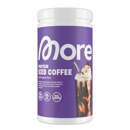 MORE Protein Iced Coffee - Café Frappé Style, 500 g - Eiweißgetränke mit 19 g Protein pro Portion, 95 % weniger Zucker und 80 % weniger Fett als herkömmlicher Eiskaffee - ideal für Fitnessliebhaber!