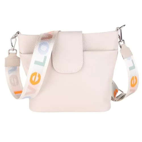 MIRROSI® Umhängetasche Damen aus Echtleder – BOHO Style mit 2 Wechselgurten - Elegante Umhängetasche aus hochwertigem Echtleder, Made in Italy. Mit zwei verstellbaren Gurten für vielseitige Tragemöglichkeiten und viel Stauraum – ideal für jeden Anlass.