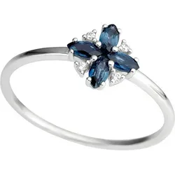 Firetti Fingerring Schmuck Geschenk Gold 333 Damenring Goldring Blume Edelstein, mit Saphir - mit Brillanten blau|goldfarben 18