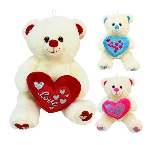 Landahl & Baumann Kuscheltier 3 Stück Teddy Sortiment mit Glitzerherzen - 38 cm - Entdecken Sie das liebevolle Teddy Sortiment mit glitzernden Herzen. Die großen, weichen Plüschteddys sind ideal zum Kuscheln und als Dekoration. Mit praktischer Schlaufe zum Aufhängen und recyceltem Innenfutter – ein nachhaltiges Geschenk für jeden Anlass!