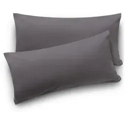 Blumtal Kissenbezug 40 x 80 cm - Grau, 2er Set - Kissenbezüge aus 100% Baumwoll-Jersey, weich und langlebig. Waschbar bei 60°C, trocknergeeignet und farbecht für langanhaltende Freude.