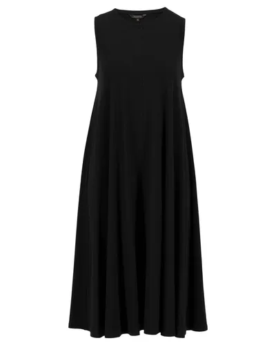 Herrlicher Jerseykleid Damen JAYLA, schwarzes Midi-Kleid für lässige Anlässe - Jerseykleid in Schwarz, ideal für jeden Tag. Mit Rundhalsausschnitt und ärmellosem Design für einen entspannten Look.
