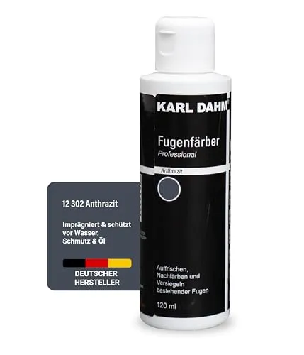 Karl Dahm® Fugenfärber Anthrazit 120 ml – Hochwertige Fugenfarbe für Innen & Außen - FLIESEN-FUGENFARBE: Wasser- und schmutzabweisend, sorgt für langlebige Schönheit Ihrer Fugen und schützt vor äußeren Einflüssen.