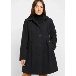 bonprix Wintermantel taillierte Form mit Kellerfalten, Kapuze, 2-Wege-Zipper schwarz L (46)
