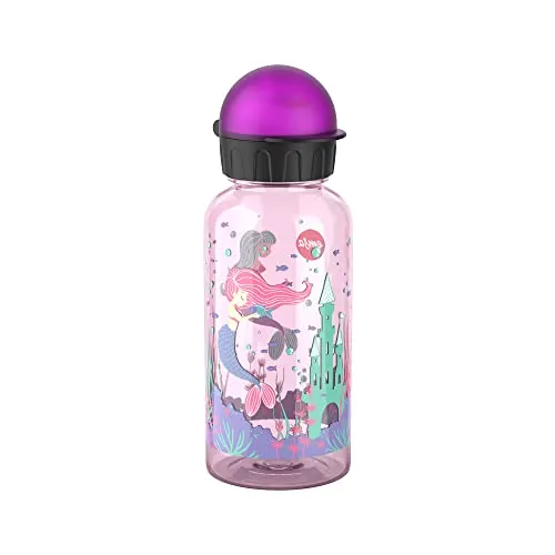 Emsa N30516 Kids Tritan Trinkflasche | Fassungsvermögen: 0,4 Liter | 100% sicher/praktisch/hygienisch/dicht/unbedenklich | cleverer Trinkverschluss | robust | Design: Mermaids
