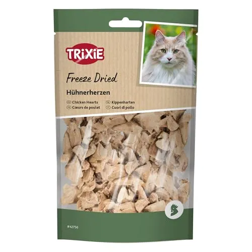 TRIXIE Katzensnack Premio Freeze Dried Hühnerherzen - leckere Katzenleckerlis mit Huhn - aus natürlichen Zutaten, 25g - 42756