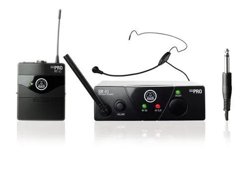 AKG WMS 40 Mini Komplettset ISM2 mit Headset-Mikrofon - Drahtlos Komplett-Set mit bis zu 30 Stunden Laufzeit und leichtem Taschensender, ideal für professionelle Anwendungen und Live-Performances.