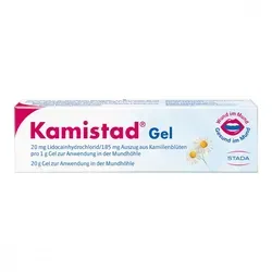 Kamistad Gel 20 g - Beruhigende Mundpflege - Arzneimittel zur Behandlung leichter Entzündungen von Zahnfleisch und Mundschleimhaut, mit beruhigenden Eigenschaften für schnellere Linderung.