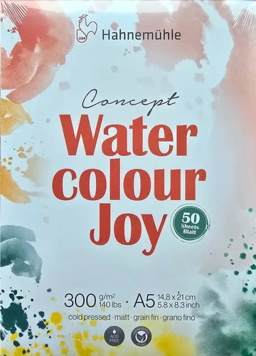 Hahnemühle Aquarellpapier Hahnemühle Water Colour Joy 50 Blatt DIN A5 300 g/m², für Aquarelltechniken