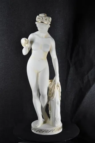 Antik Marmor Stil Statue Eva mit Apfel - XXL Deko Figur - Elegante Statue einer Frau mit Apfel, ideal für Wohnzimmer und Esszimmer. Mit einer Höhe von 115 cm und antikem Design setzt sie stilvolle Akzente in jedem Raum.