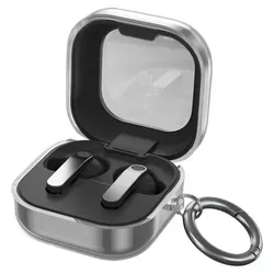 Elastische Hülle mit Karabiner für Galaxy Buds 4 / 4 Pro, Bizon Case Headphone Clear, Transparent - Transparent