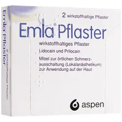 Emla Pflaster 2 ST - Pflaster zur örtlichen Schmerzausschaltung, ideal vor Blutentnahmen und kleinen Eingriffen. Betäubt die Hautoberfläche schnell und effektiv mit Lidocain und Prilocain.