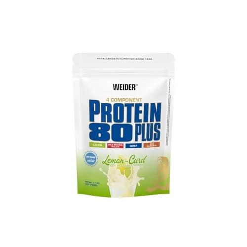 Weider Protein 80 Plus - 500g Lemon Curd - Sportnahrung mit hochwertigem Mehr-Komponenten Protein, kombiniert Milch- und Eiprotein für optimale BCAA-Versorgung. Ideal für Muskelaufbau und Regeneration.
