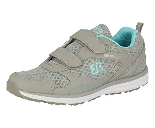 Brütting Damen Performance V Fitnessschuhe - Grau Türkis, 40 EU - Laufschuhe mit flexibler Laufsohle und weichem Fußbett, ideal für Jogging und Fitness. Der Klettverschluss sorgt für optimalen Halt und Komfort.