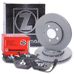 Zimmermann Bremsscheiben + Bremsbeläge Vorderachse für VW, Skoda, Audi, Seat - Nr. 10697204 - Hochwertige Zimmermann Bremsscheiben und Bremsbeläge (10697204) für optimale Bremsleistung. Lieferumfang: 2 Bremsscheiben und 4 Bremsbeläge mit Verschleißwarnkontakt, geprüft nach ECE R90 für zuverlässige Sicherheit.