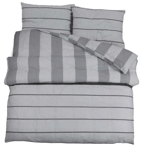 vidaXL Bettwäsche-Set Grau 220x240 cm aus 100% Baumwolle - Bettwäsche-Set in elegantem Grau, aus 100% Baumwolle, pflegeleicht und knitterfrei. Ideal für einen stilvollen Schlafkomfort in jedem Schlafzimmer.