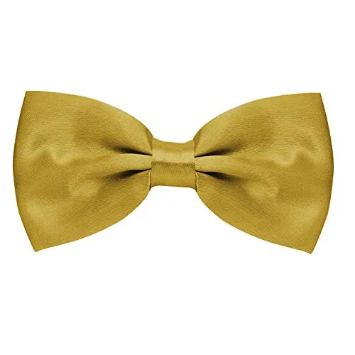 MASADA Herren Fliege Gold glänzend und stufenlos verstellbar, handgefertigt mit Hakenverschluss - 12 x 6 cm 100% Polyester