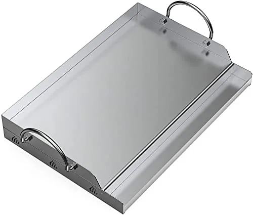 onlyfire Universal BBQ Edelstahl Plancha, Grillplatte Griddle für Holzkohle Grillwagen, Gasgrill | 62.8x40.6x7cm