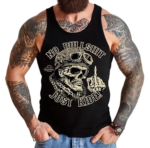 Gasoline Bandit Original Biker Racer Herren Muskel-Shirt - Just Ride - Hochwertiges Herren Muskel-Shirt mit einzigartigem GASOLINE BANDIT Design. Ideal für Motorradfahrer und Biker. Angenehmer Tragekomfort und langlebiger Druck, hergestellt in Deutschland nach ÖKOTEX 100 Standard.
