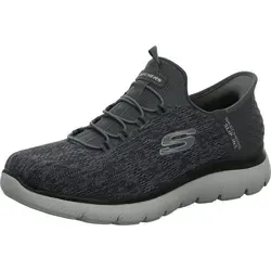 Skechers Herren Hands-Free Slip-Ins Summits Key Pace Sneaker - Dunkelgrau/Schwarz, Weite Passform für müheloses Anziehen. Mit luftgekühlter Memory-Schaum-Einlegesohle und flexibler Laufsohle für hohen Komfort und optimale Bewegungsfreiheit.