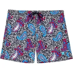 Hom Badeshorts Beach Boxer 'Seydou' blau 2XL - Herrenunterhosen mit stilvollem Paisley-Muster, ideal für Strand und Pool, aus 100% Polyester, maschinenwaschbar und bequem.