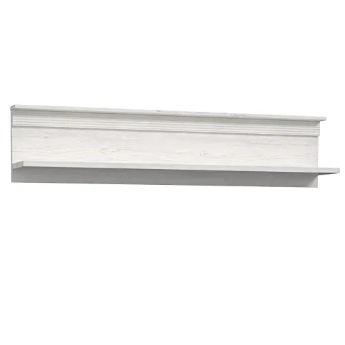 Newroom Wandboard Pinie Weiß Wandregal Landhaus Modern - 141,7x31,1x21,9 cm (BxHxT) - Bücherregal Hängeregal Wandpaneel - [Tambika.Four] Wohnzimmer Wohnstube Büro