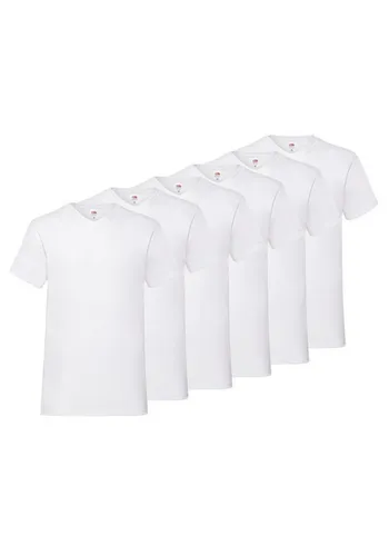 Fruit of the Loom Damen T-Shirt, Gr. M, Weiß, V-Ausschnitt - Bequemes Damen-T-Shirt von Fruit of the Loom im praktischen 6er-Pack. Aus 100% Baumwolle gefertigt, bietet es atmungsaktiven Komfort und einen modernen V-Ausschnitt für vielseitige Kombinationsmöglichkeiten.