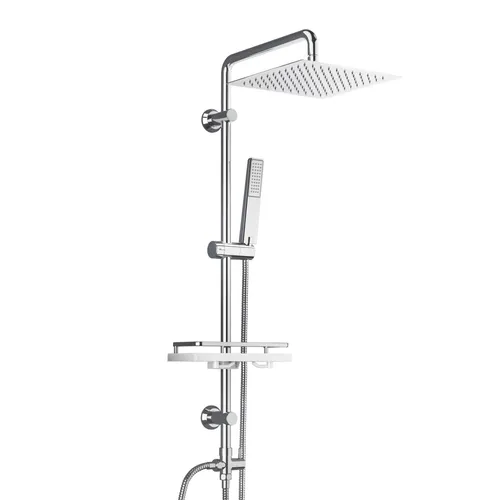 JOHO Regendusche Duschsystem mit XL-Kopfbrause 25x25cm - Bad- & Duscharmaturen: Genießen Sie ein kraftvolles Duscherlebnis mit der XL-Kopfbrause aus Edelstahl, die dank Anti-Kalk Düsen pflegeleicht ist und eine dynamische Massagewirkung bietet.