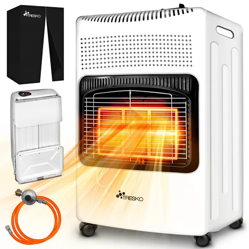 TRESKO Heizstrahler 4200 W Gasheizung - Terrassenstrahler mit leistungsstarker 4200 W Keramik-Heizelement, ideal für gemütliche Abende im Freien – für Flächen bis 82 m² geeignet.