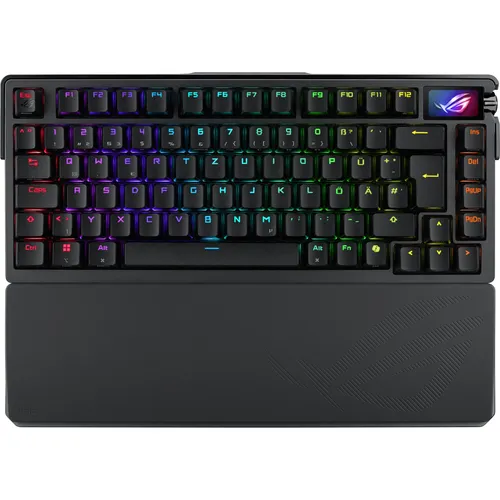 ASUS ROG Azoth Extreme 75% Gaming Tastatur - QWERTZ-Layout, mechanische ROG NX-Switches, OLED-Touchscreen und kabellose Dreifach-Verbindung für ultimatives Gaming-Erlebnis