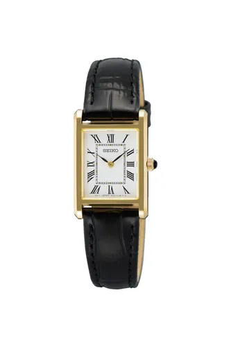 Seiko Damen Classic 20mm Uhr SWR108P1 - Elegante Armbanduhr für Damen mit 20mm Gehäuse, aus hochwertigem Gold Plated und 50m wasserdicht. Perfekt für jeden Anlass!