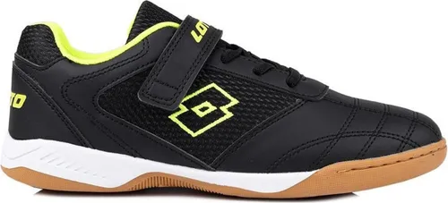Hallenschuh LOTTO Kinder Gr. 31 schwarz - Sportlicher Hallenschuh für Kinder mit rutschhemmender Laufsohle, ideal für Hallensport. Pflegeleichtes Synthetik-Obermaterial und kinderfreundlicher Klettverschluss sorgen für einfachen Einstieg.