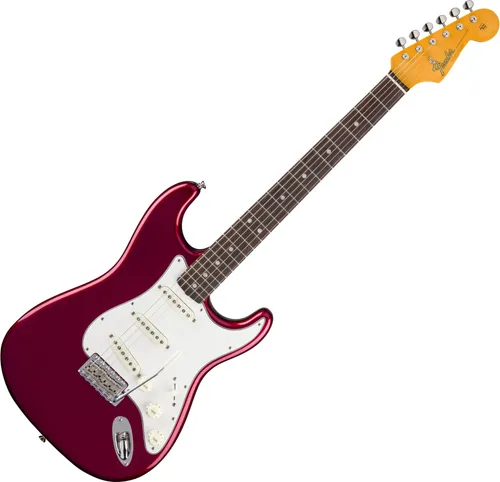 Fender AV II 65 Strat RW CAR B-Stock - B-Stock Stratocaster E-Gitarre in Candy Apple Red, Made in USA; mit Vintage Tonabnehmern und Deluxe Koffer für besten Klang und Stil.