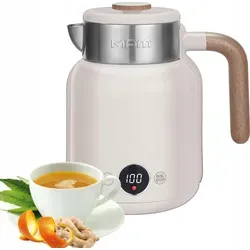 MPM Doppelwandiger Wasserkocher 1,5 Liter Retro Woodlook - Wasserkocher mit Temperatureinstellungen für perfekte Teezubereitung, doppelwandiges Edelstahlgehäuse hält Getränke länger warm und verhindert Verbrennungen.