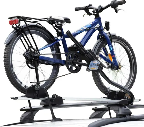 OMAC Dachfahrradträger Farad bis 25 kg P-Style - Fahrradträger für E-Bikes und Fatbikes, rostbeständig, abnehmbar und leichtgewichtig – ideal für sichere Transporte auf Reisen und Outdoor-Abenteuern.