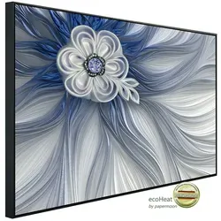 Papermoon Infrarotheizung INFRAROT-BILD-HEIZUNG, Blume Weiß Blau, TÜV-Rheinland/GS zertifiziert, angenehme Strahlungswärme 100 cm x 60 cm x 3 cm
