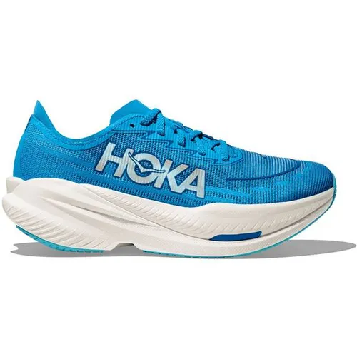 Hoka Herren Mach X 2 blau 42.0 - Laufschuhe mit PROFLYTM-Zwischensohle für optimale Dämpfung und reaktive Abstoßung. Atmungsaktives Mesh-Obermaterial bietet Komfort, während die strapazierfähige Außensohle für Grip sorgt.