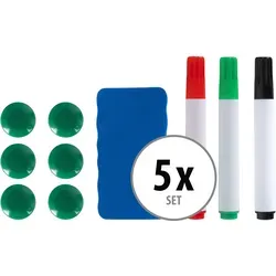 Pronomic WBA-6090 Zubehörkit für Whiteboard 5x Set - Vielseitiges Zubehör für Whiteboards, inklusive 15 bunten Markern, 30 starken Magneten und 5 praktischen Trockenlösch-Schwämmen – perfekt für kreative Präsentationen!