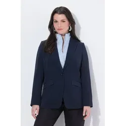 Ulla Popken Damen Plus Size Blazer Dunkles Marine - Eleganter Blazer in großen Größen mit Reverskragen und Klappentaschen. Aus hochwertigem Acetat, komplett gefüttert und ideal für stilvolle Anlässe.