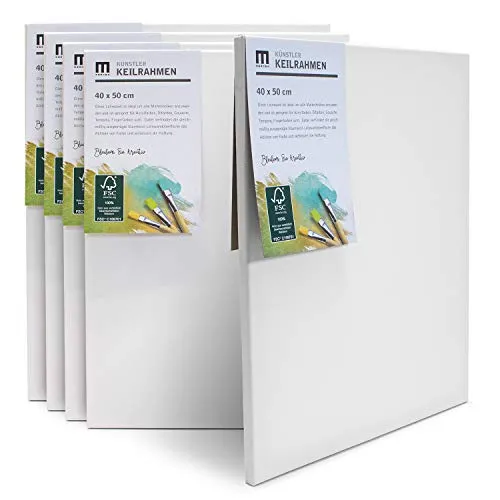 10er-Set Künstler-Leinwand 40x50cm - Schreibutensilien: Hochwertige 100% Baumwoll-Leinwand, ideal für Acryl- und Ölfarben, 2-fach grundiert für optimale Malergebnisse. FSC-zertifiziert, umweltfreundlich und perfekt für Künstler aller Levels.