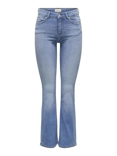 ONLY Onlblush Mw Back Pock FLA Tai222 Dnmnoos Jeans - Stylische Jeans für Jugendliche im Skinny Fit, mit praktischen Gürtelschlaufen und Knopfleiste für einen trendigen Look.