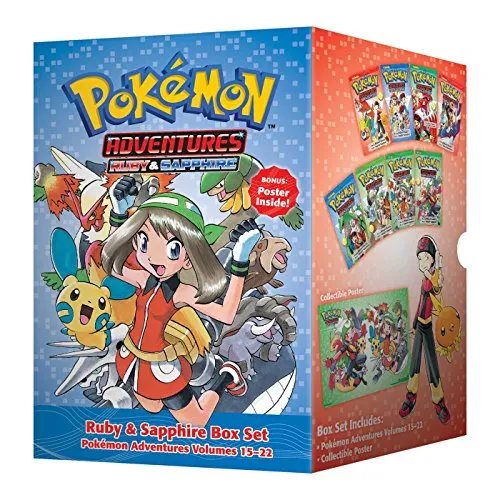 POKEMON ADVENTURES GN BOX SET VOL 03 RUBY SAPPHIRE - Mangas, enthält die Bände 15-22 und ist ideal für Fans der Pokémon-Reihe.